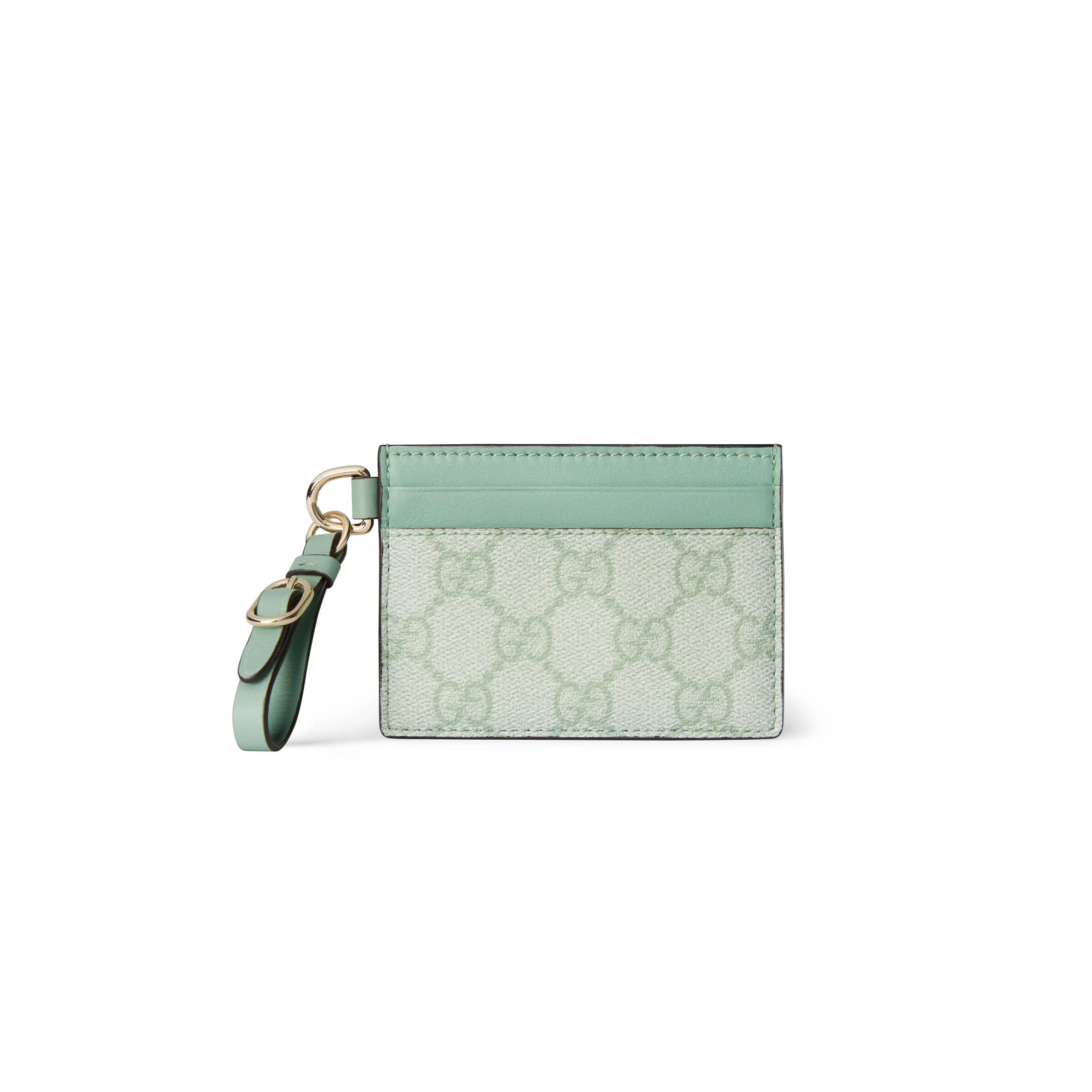 GUCCI GG EMBLEM CARD CASE WITH STRAP 819121 (10*7cm)